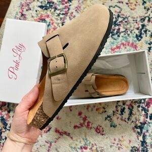 Pink Lily Clogs, Taupe